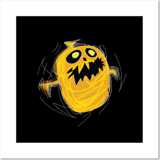 Pumpkin ghost character flying Posters and Art